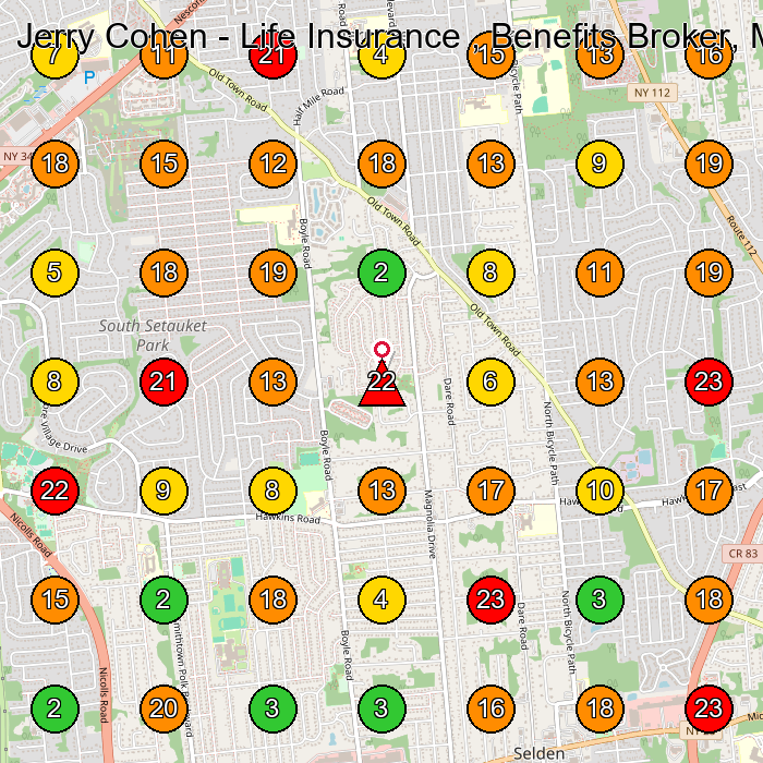 Jerry Cohen - Life Insurance , Benefits Broker, Medicare Advisor Life Insurance Agency GeoGrid ranking map for Port Jefferson Station NY
